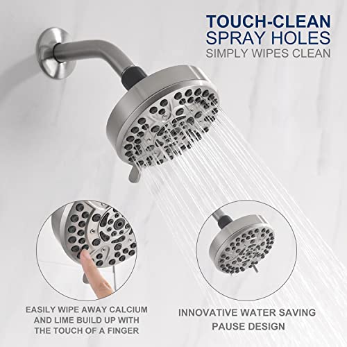 Kenes Brushed Nickel Single-Handle Tub And Shower Trim Kit, Shower Faucet With 10-Spray Modern Tub And Shower Trim Bathroom Shower Trim Systems Wall Mount, Ke-6019C (Shower Valve Included) #TOP2