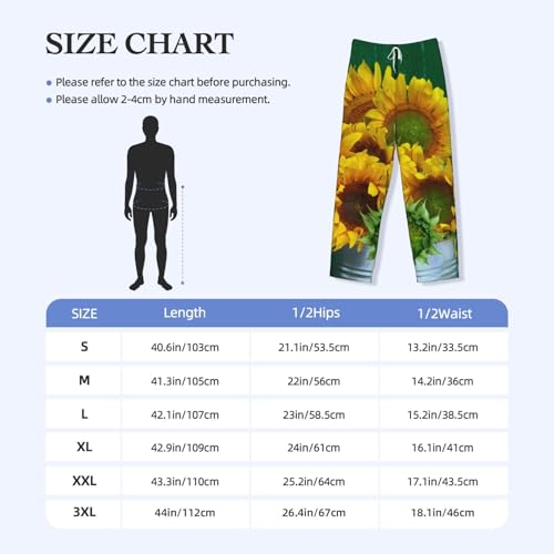 Sunflowers In Bucket For Men'S Lightweight Pajama Pants Adjustable Drawstring & Pockets All-Season Sleepwear4