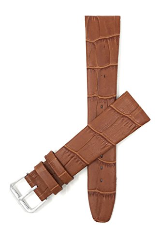 Bandini Leather Watch Strap - Slim - 8mm, 10mm, 11mm, 12mm, 13mm, 14mm, 15mm, 16mm, 17mm, 18mm, 19mm, Buffalo, Alligator, Lizard, Crocodile, Bark Pattern (Also comes in Extra Long, XL), 16MM-XL,