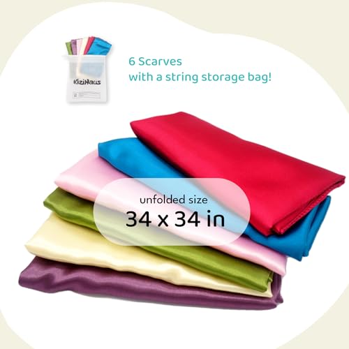 Play Scarves for Kids – 34" 6 Pack Play Silks with Glossy & Matte Texture – Colorful for Toddlers, Montessori Toy for Sensory Play, Pretend Play & Movement3