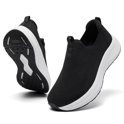 Women's Wide Non-Slip Walking Shoes Lightweight Breathable Sock Sneakers Casual Athletic Tennis Shoes Comfortable Slip On Shoes