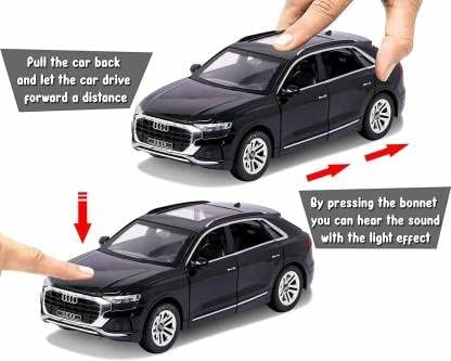 Image of 1:24 Scale Big Audi Q8 Toy Car | Metal Pullback Diecast Car for Kids with Openable Doors, Sound, Light Effects Toy for Car Enthusiasts (Color As Per Available),black