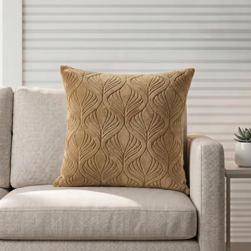 Image of Yellow Weaves Jacquard Cushion Covers | Sofa Cushion Covers | Throw Pillow Cover for Sofa, Couch, Living Room| Removable & Washable | 16x16 Inches, 1 Piece (Golden Brown)