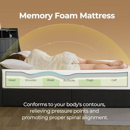 Rolanstar 8-Inch Gel Memory Foam Twin Mattress - Fiberglass Free, Breathable, CertiPUR-US Certified for Cooler Sleep and Pressure Relief
