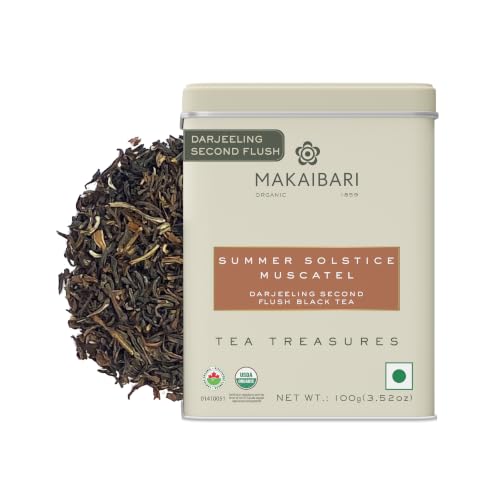Image of Tea Treasure Makaibari Summer Solistice Muscatel | 100 gm Tin caddy | Second Flush Black Tea | Whole Loose tea | Black tea | Organic Certified