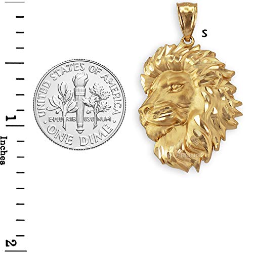 La Blingz 10K Yellow Gold Satin Lion Head Leo Dc Pendant Necklace (Pendant Only) #TOP1