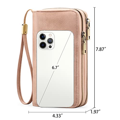 Image of GAEKEAO RFID Leather Wristlet Wallet for Women with Grip Strap