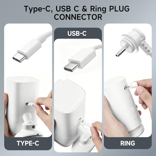 Image of 2PC Solar Panel for Ring Camera, 5W Compatible with Rings Spotlight &All-New Stick Up Outdoor Cam Battery, Includes Barrel Plug to Micro USB & USB-C Port Adapter, 3600mAh, IP65 Waterproof, 10ft Cable