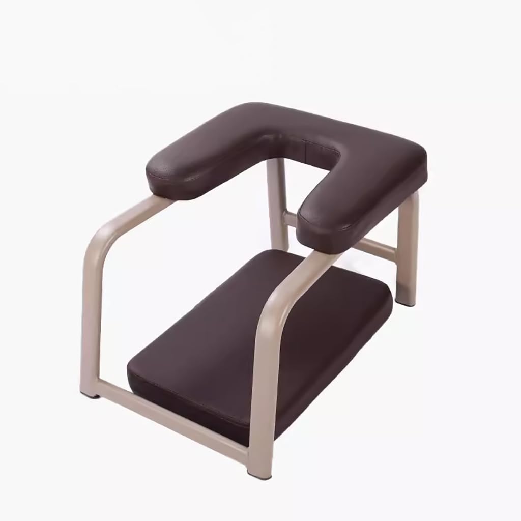 Sgabello per inversione per Yoga Sgabello Multifunzionale per inversione per Yoga Struttura in Acciaio Spesso e Tappetino in PU Sedia per inversione dell'equilibrio Panca per Yoga,Brown