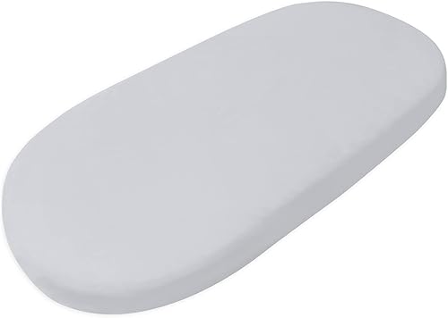 Sábana bajera ajustable para bebé 100  algodón de jersey orgánico para cuna de 4 madres mamaRoo unisex ultra suave y súper elástica Gris, White