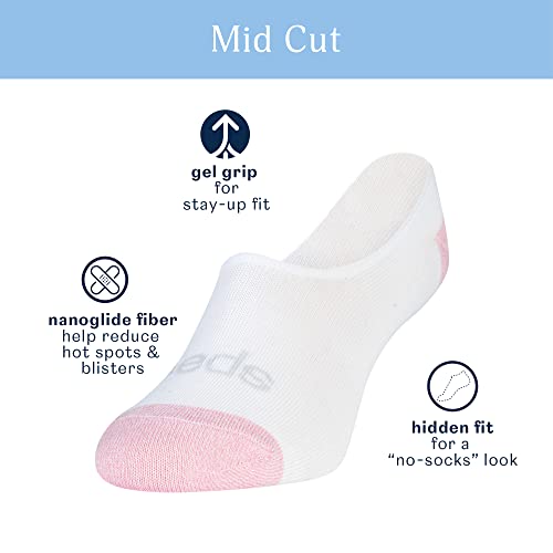 Peds Women's Nanoglide Mid Cut No Show Socks, 6-Pairs, Black, Shoe Size: 8-12 #TOP1