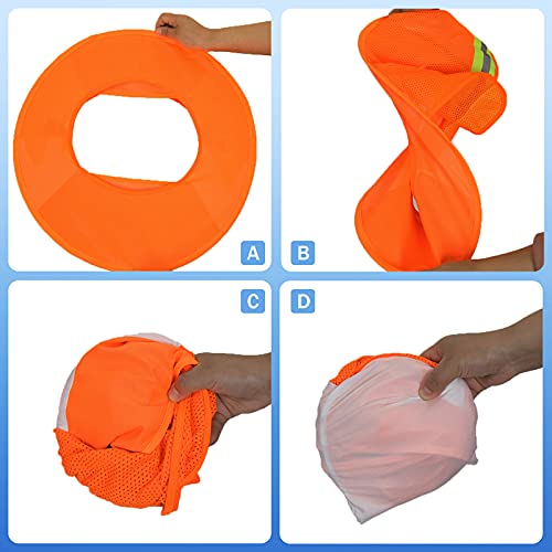 Image of Hard Hat Sun Shade - High Visibility Visor Neck Shade With Reflective Strip, Full Brim Accessories for Men & Women (Hat Not Included), Orange, 4 Pack