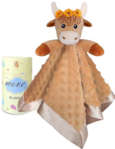Image of Loveys for Babies, Soft Baby Security Blanket Lovies for Babies, Stuffed Animals Blankie for Newborn Infant with Baby Snuggle Toy, Gilrs Gifts Highland Cow Security Blanket 16 Inch