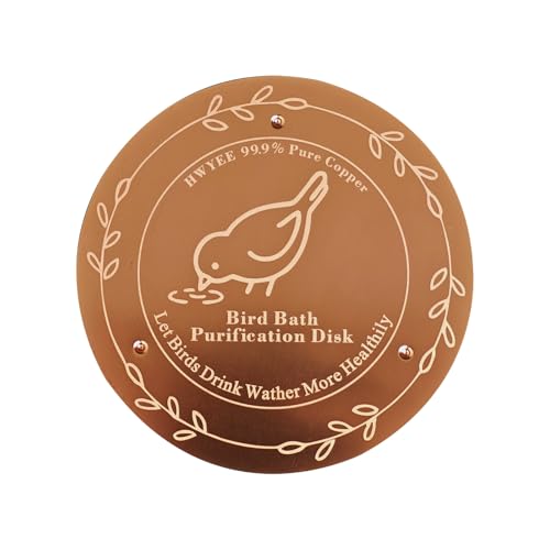 HWYEE Bird Bath Copper Disk,0.6mm Thickness 13cm/5.12inch Length 99.98% Pure Copper Disk,Triple-Point Support for Clean Water,Fits All Outdoor Birdbaths, All-Season (1Pcs, 13cm/5.12inch)