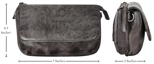 Image of Rustic Town Leather Wallet for Women - Washed Leather Crossbody Bag - Credit Card Holder Travel Shoulder Purse Waist Bag for Ladies