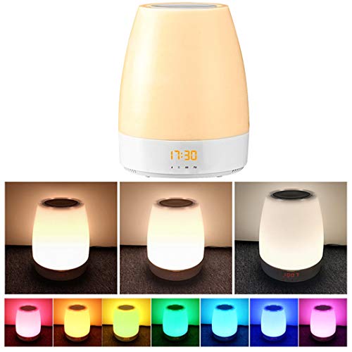 Preisvergleich Produktbild FENGCLOCK Wecker Wake Up Light Lichtwecker, Kabelloser Bluetooth-Lautsprecher Intelligent Simulierter Sonnenaufgang Wecker, LED Tischleuchte Nachtlicht aufwachen