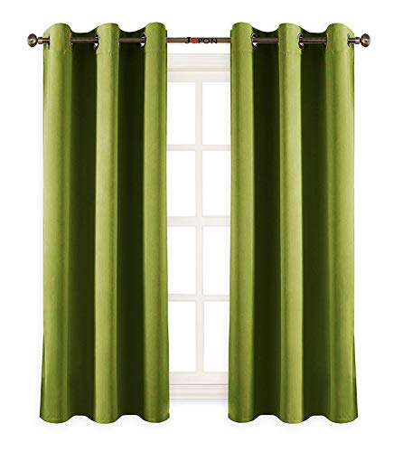 Image of JUPON Energy Saving Extra Wide Blackout Curtains for Bedroom with 3 Layers Weaving Technology, Set of 2 (54 x 108 inch - Green)