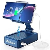 TechGlow Gifts for Men Women Foldable Cellphone Stand with Bluetooth Speaker and Power Bank Birthday Gift Idea for Mom Dad Cool Gadget Tech Gifts-Blue