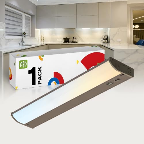Image of ASD LED Under Cabinet Lighting, 18 inch 8W 715 LM, Dimmable Hardwired Under Cabinet Lights for Kitchen, 3000K Soft /4000K Cool /5000K Daylight, Under Counter Light Fixtures, ETL, Bronze, Bullnose Design