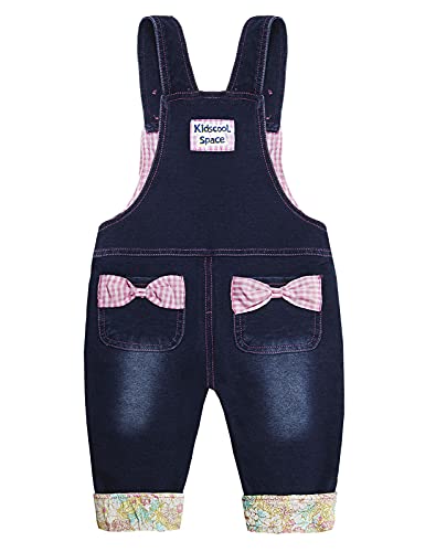 Image of Kidscool Space Baby Toddler Girls Soft Knitted Cotton Denim Cute Cartoon Overalls