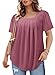 BETTE BOUTIK maternity Summer top women short sleeve tops Short Sleeve tunic tops for women Dark Pink Medium