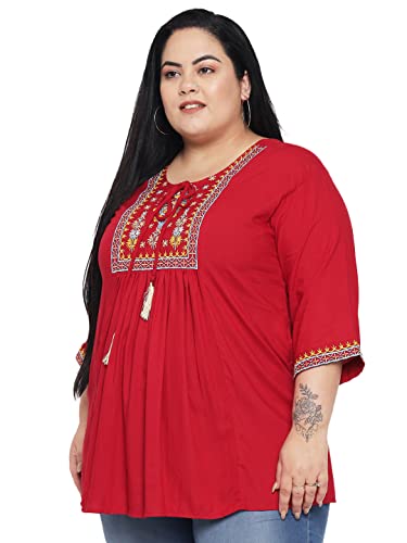 Image of Indietoga Women's Plus Size Rayon Embroidery Tops (2XL to 7XL)