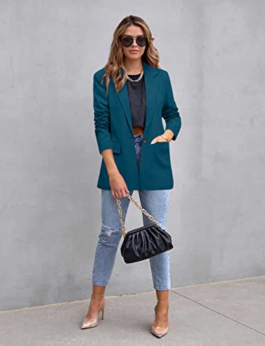 Image of CRAZY GRID Womens Casual Blazer Jacket Long Sleeve Open Front Work Office Blazer Lapel Button Jacket