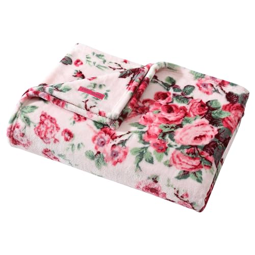 Image of Betsey Johnson - Twin Blanket, Ultra-Soft Plush Bedding, Oversized Soft Blanket, Dorm Essentials (Vintage Floral Pink)