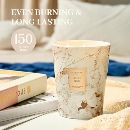 Image of M&SENSE Extra Large Candle 35oz 150H Santal Scented 3-Wick Highly Scented Jar Candles, XL Candle for Home Decor, Long Lasting Aromatherapy Candle for Stress Relief, Meditation