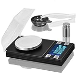  Báscula Digital, Báscula de Bolsillo con Pantalla LCD, Báscula Electrónica 0.001-50 g con Escala de Alta Precisión, Escala de Mini Miligramas Inteligente Portátil con Función de Tara y Calibración