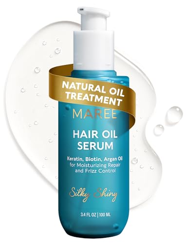 MAREE Hair Oil for Frizzy Hair with Keratin, Biotin & Vitamins - Hair Serum for Frizzy and Damaged Hair - Frizz Control Hair Care Products for Women - Aceites Para el Cabello - Keratin Hair Treatment