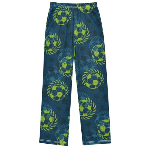 Boys Pj Pants Abstract Football Soft Kids Joggers Long Lounge Bottoms with Elastic Waist & Pockets 6-14 Years