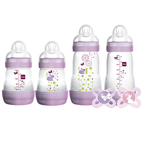 MAM Newborn Essentials "Feed & Soothe" Set (6-Piece), Easy Start Anti-Colic Baby Bottles