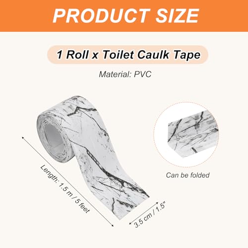 Image of PATIKIL Caulk Tape Waterproof Self Adhesive, PVC Toilet Caulking Sealant Strip Bathtub Caulk Sealing Strip Tape for Bathroom Kitchen Countertop, Ink Stone Pattern (1.5 Inch x 5 Ft)