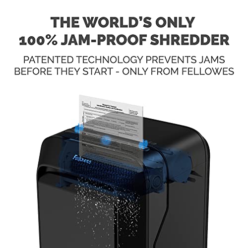 Image of Fellowes LX210 P-4 Micro-Cut Paper Shredder, Jam-Proof Heavy-Duty Paper Shredder for Office, 16 Sheet Capacity, Black