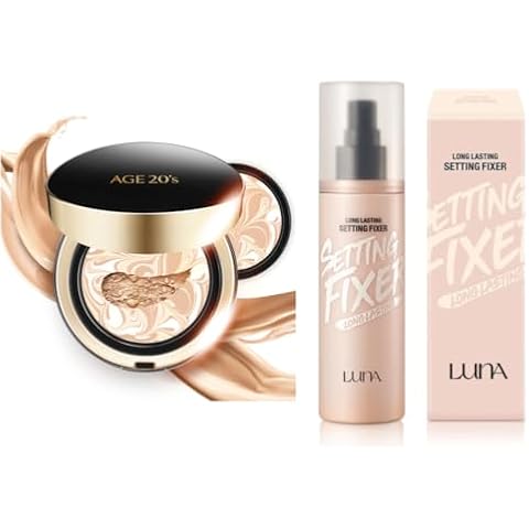 AGE 20's Signature Intense Cover Cushion Foundation #13 Ivory + LUNA Long Lasting Makeup Setting Fixer Spray Cover