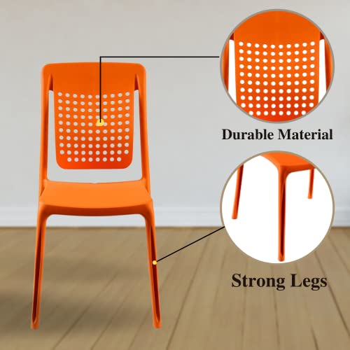 Image of ITALICA Spine Care Plastic Chair for Home, Office, Living Room /Matte Finish Plastic Outdoor Chair /Patio Chairs for Balcony | Suitable for Indoor & Outdoor (2109, Orange, Set of 1 Chair, VF)