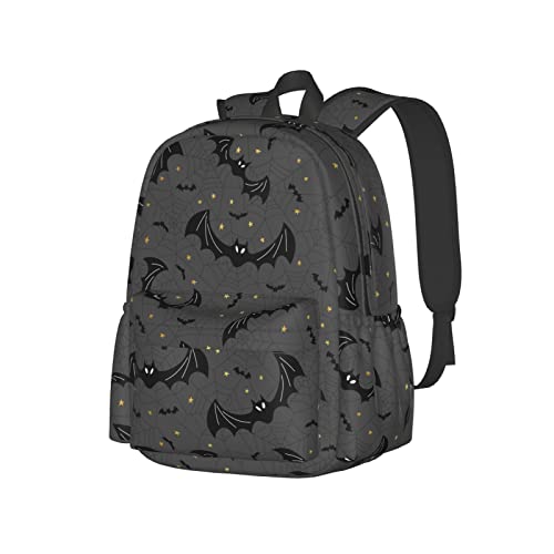 Black Bats Spider Web Large Capacity Backpack Lightweight Personalized Laptop Bag Tablet Travel School Bag with Multiple Pockets