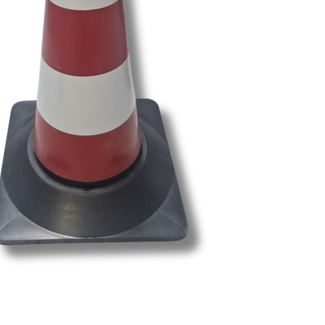 Set da 3 Coni Stradali in Gomma con 2 fascie bianche – Altezza 50 cm