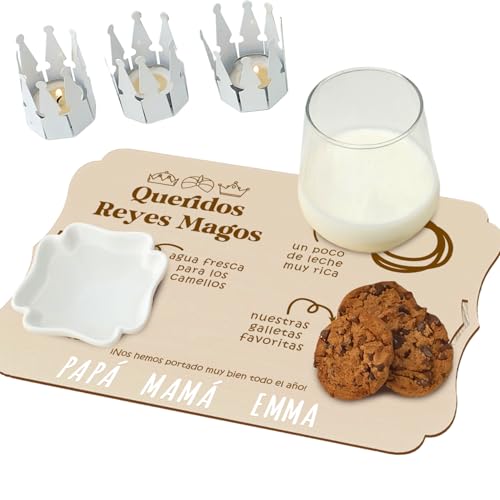 Wooden Tray for the Wise Kings of the Orient Children's Tradition of Spain for Christmas for Leaving Milk Cookies and Water to Camel