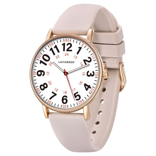 aswan watch Reloj Analógico de Cuarzo para Mujeres y Hombres con Correa de Silicona,Esfera Luminosa,12/24 Horas,Caja de 38 mm,3 Agujas,Números Grandes,Reloj de Enfermería para Médicos/Estudian