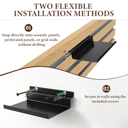 MIGUBIGU 1 Pcs Regal für Akustikpaneele Ohne Bohren 15 x 10 cm, Wandorganizer für Akustikpaneele Schwarz, Akustikpaneeles Zubehör für Büro, Wohnzimmer, Schlafzimmer, Paneele Wand