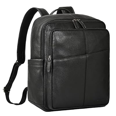 STILORD "Maurizio Zaino Uomo Porta PC Pelle da 15,6 Pollici Grande Zainetto da Lavoro Ufficio Daypack Laptop Backpack Zaini con Molti Scomparti e Porta Trolley Colore:nero
