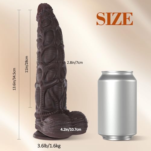Image of ferch 13.6 Inch Realistic Girth Huge Thick Dildo, Real Skin Dual Density Silicone Monster Dildo with Strong Suction Cup for Hands-Free Play, G-spot Dildo Anal Sex Toys for Men Women