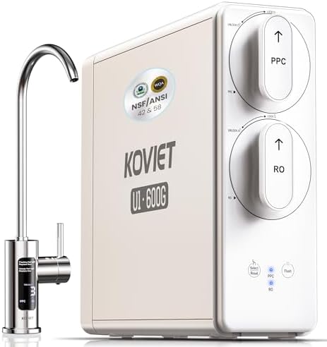 Reverse Osmosis System, 10-Stage 600 GPD Tankless Reverse Osmosis Water Filter, Under Sink RO Water Filtration System with Smart LED Faucet, NSF/ANSI 42 & 58 Certified, 3:1 Pure to Drain