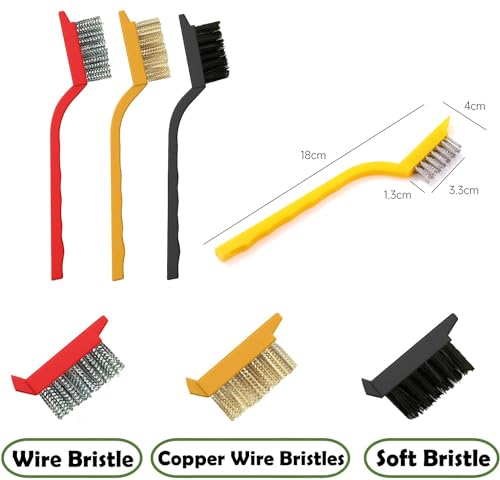 7 Stück Fugenbürste Hartborsten Fugenbürste Spaltreinigungsbürste Mini Drahtbürsten Eckenreinigungsbürste Lang Griff Reinigungsbürste für die Reinigung von Rost, Fliesenböden, Badezimmer,Küche