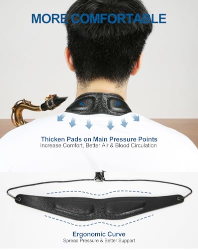 saxophone neck strap with adjustable length ergonomic soft pads amp design - robust soprano tenor alto saxophone strap with metal adjuster amp swivel hook perfect saxophone accessories gift