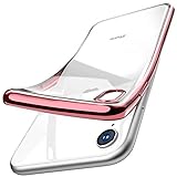 TOZO for iPhone XR 6.1 Inch (2018) Premium Clear Soft TPU Gel Ultra-Thin [Slim Fit] Transparent Flexible Cover for iPhone XR with [Space Rose Gold Plating Edge]