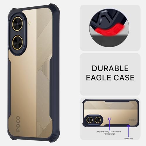 Image of Pikkme Back Cover for Poco C71 / Redmi A5 | Ultra Hyrbid | Full Camera Protection | Raised Edge | Crystal Clear Transparent Bumper Case (Blue)