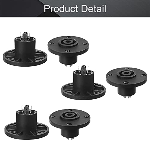 Fielect 6Pcs SpeakOn Panel Mount Socket Round 4 Pole miniatura 4